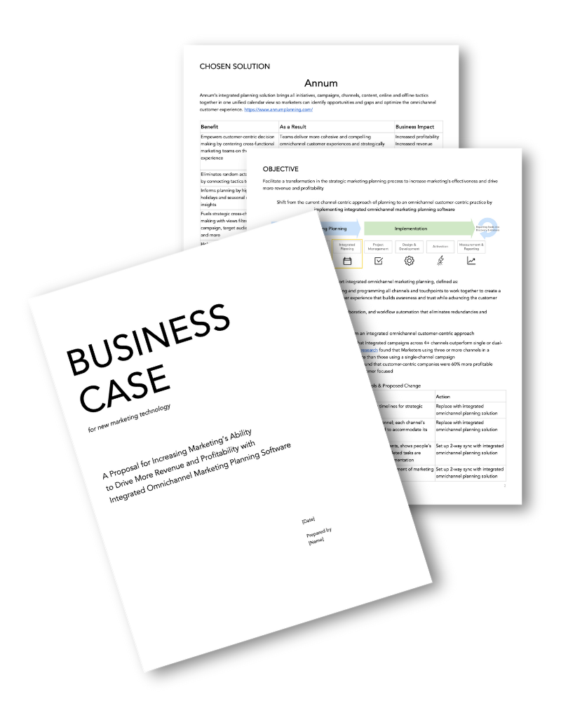 Preview of Annum's business case template