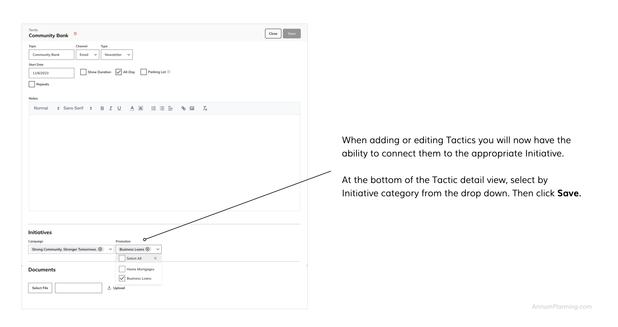 Link multiple Initiatives within a category to tactics.001